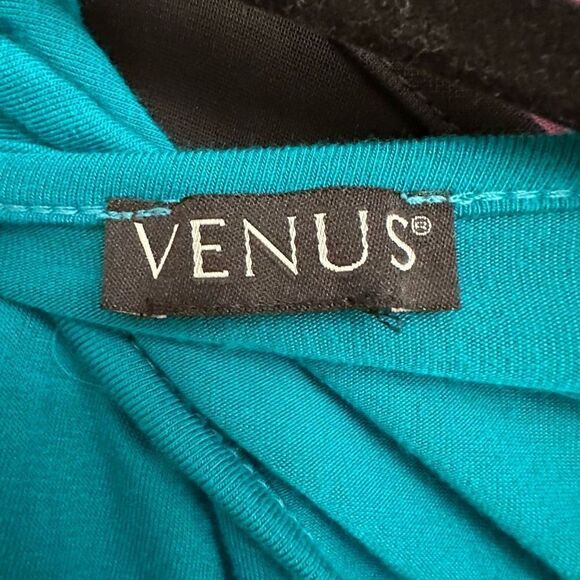 Venus Cinched Cold Shoulder Midi Dress Scoop Neck Quarter Sleeve Teal Large - Picture 3 of 3